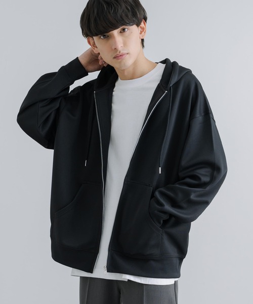 Rocky Monroe(ロッキーモンロー)の「オーバーサイズ フルジップパーカー テックダンボール(パーカー・メンズ・ライトグレー/ブラック/モカ/ブルーグリーン・M/L)」の5枚目の写真