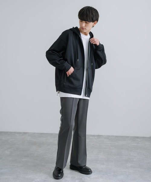 Rocky Monroe(ロッキーモンロー)の「オーバーサイズ フルジップパーカー テックダンボール(パーカー・メンズ・ライトグレー/ブラック/モカ/ブルーグリーン・M/L)」の8枚目の写真