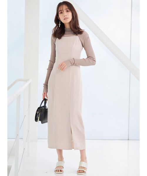 MERCURYDUO(マーキュリーデュオ)の「シアーニットセットキャミワンピース(ワンピース・レディース・ベージュ/グレー・SMALL/MEDIUM)」の10枚目の写真