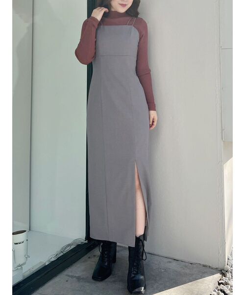 MERCURYDUO(マーキュリーデュオ)の「シアーニットセットキャミワンピース(ワンピース・レディース・ベージュ/グレー・SMALL/MEDIUM)」の15枚目の写真