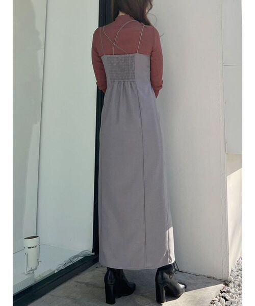 MERCURYDUO(マーキュリーデュオ)の「シアーニットセットキャミワンピース(ワンピース・レディース・ベージュ/グレー・SMALL/MEDIUM)」の5枚目の写真