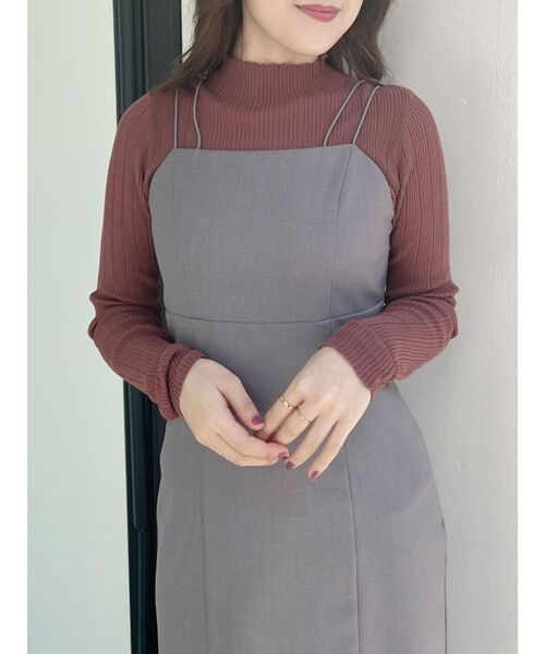 MERCURYDUO(マーキュリーデュオ)の「シアーニットセットキャミワンピース(ワンピース・レディース・ベージュ/グレー・SMALL/MEDIUM)」の8枚目の写真