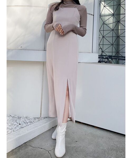 MERCURYDUO(マーキュリーデュオ)の「シアーニットセットキャミワンピース(ワンピース・レディース・ベージュ/グレー・SMALL/MEDIUM)」の13枚目の写真