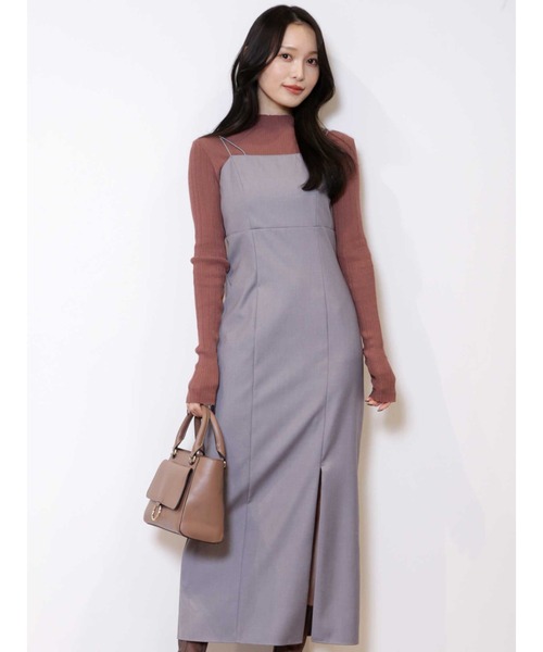 MERCURYDUO(マーキュリーデュオ)の「シアーニットセットキャミワンピース(ワンピース・レディース・ベージュ/グレー・SMALL/MEDIUM)」の2枚目の写真