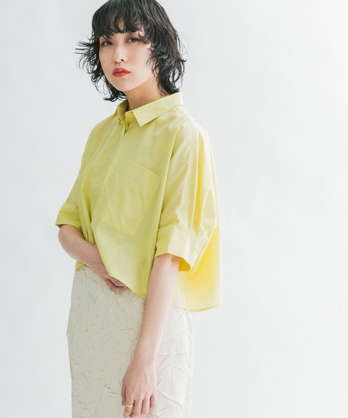 KBF(ケイビーエフ)の「クロップドWIDEシャツ(シャツ/ブラウス・レディース・ブラック/オフホワイト/ラベンダー/イエロー系その他・ONE)」の9枚目の写真