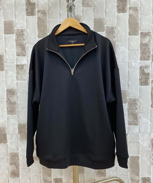 TopIsm(トップイズム)の「TECHダンボール素材 無地 ハーフZIPスウェット(スウェット・メンズ・ブルーグリーン/ブラック/ライトグレー/モカ・M/L)」の5枚目の写真