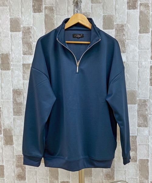 TopIsm(トップイズム)の「TECHダンボール素材 無地 ハーフZIPスウェット(スウェット・メンズ・ブルーグリーン/ブラック/ライトグレー/モカ・M/L)」の14枚目の写真