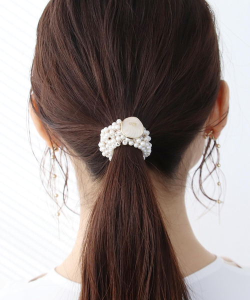 Three Four Time(スリーフォータイム)の「パール編みヘアゴム(ヘアゴム・レディース・アイボリー・FREE)」の3枚目の写真