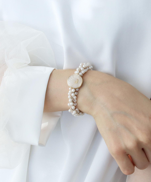 Three Four Time(スリーフォータイム)の「パール編みヘアゴム(ヘアゴム・レディース・アイボリー・FREE)」の4枚目の写真