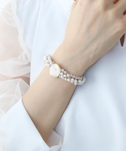 Three Four Time(スリーフォータイム)の「パール編みヘアゴム(ヘアゴム・レディース・アイボリー・FREE)」の2枚目の写真