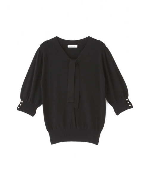 NATURAL BEAUTY BASIC（ナチュラルビューティーベーシック）の「◇ボウタイニット（ニット/セーター・レディース・オレンジ/オフホワイト/ブラック/ライトグリーン・FREE）」の5枚目の写真