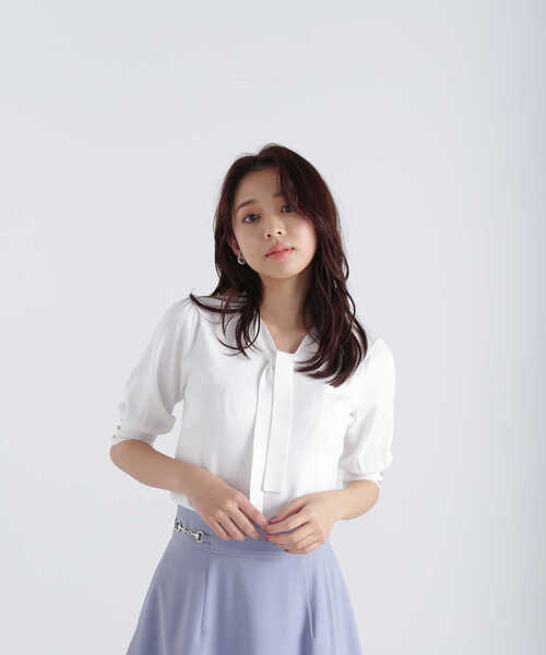 NATURAL BEAUTY BASIC（ナチュラルビューティーベーシック）の「◇ボウタイニット（ニット/セーター・レディース・オレンジ/オフホワイト/ブラック/ライトグリーン・FREE）」の15枚目の写真