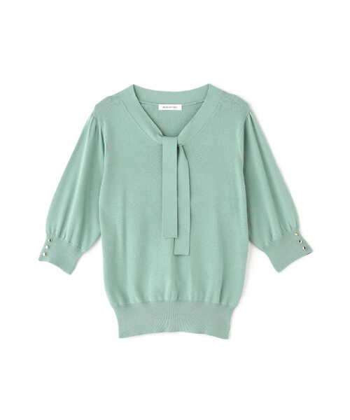 NATURAL BEAUTY BASIC（ナチュラルビューティーベーシック）の「◇ボウタイニット（ニット/セーター・レディース・オレンジ/オフホワイト/ブラック/ライトグリーン・FREE）」の19枚目の写真