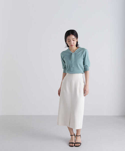 NATURAL BEAUTY BASIC（ナチュラルビューティーベーシック）の「◇ボウタイニット（ニット/セーター・レディース・オレンジ/オフホワイト/ブラック/ライトグリーン・FREE）」の22枚目の写真