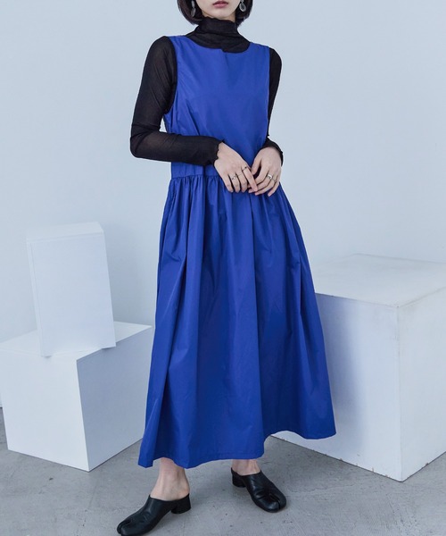 Fashion Letter（ファッションレター）の「ソフトタフタ ジャンパースカート（ジャンパースカート・レディース・ブラック/ブルー/オリーブ・M）」の3枚目の写真
