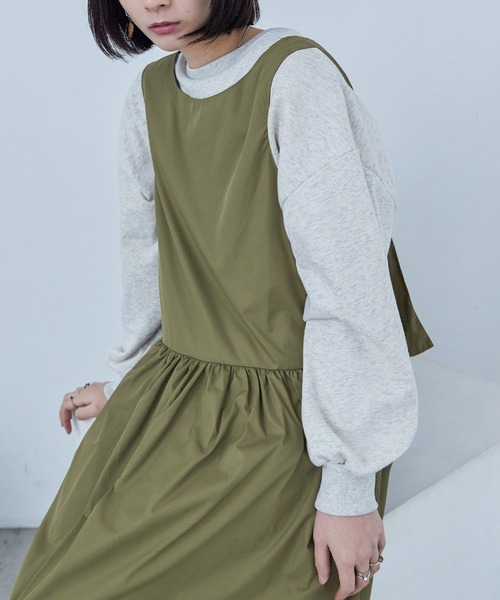 Fashion Letter（ファッションレター）の「ソフトタフタ ジャンパースカート（ジャンパースカート・レディース・ブラック/ブルー/オリーブ・M）」の12枚目の写真