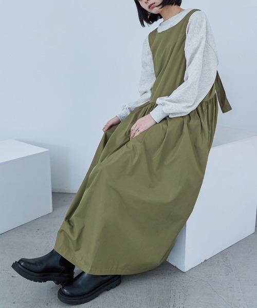 Fashion Letter（ファッションレター）の「ソフトタフタ ジャンパースカート（ジャンパースカート・レディース・ブラック/ブルー/オリーブ・M）」の16枚目の写真