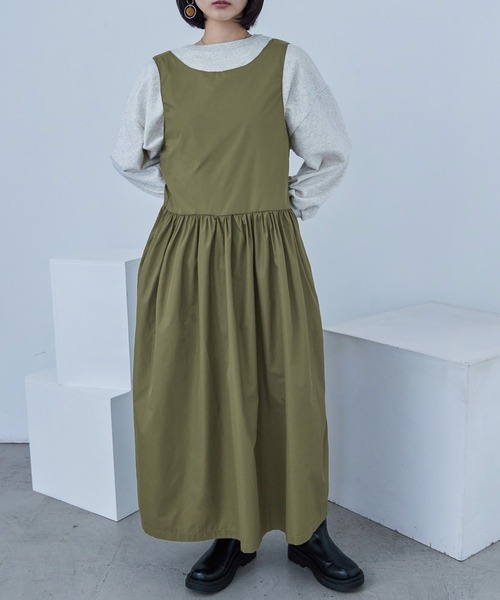 Fashion Letter（ファッションレター）の「ソフトタフタ ジャンパースカート（ジャンパースカート・レディース・ブラック/ブルー/オリーブ・M）」の8枚目の写真