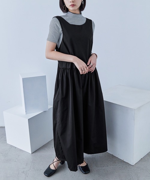 Fashion Letter（ファッションレター）の「ソフトタフタ ジャンパースカート（ジャンパースカート・レディース・ブラック/ブルー/オリーブ・M）」の9枚目の写真