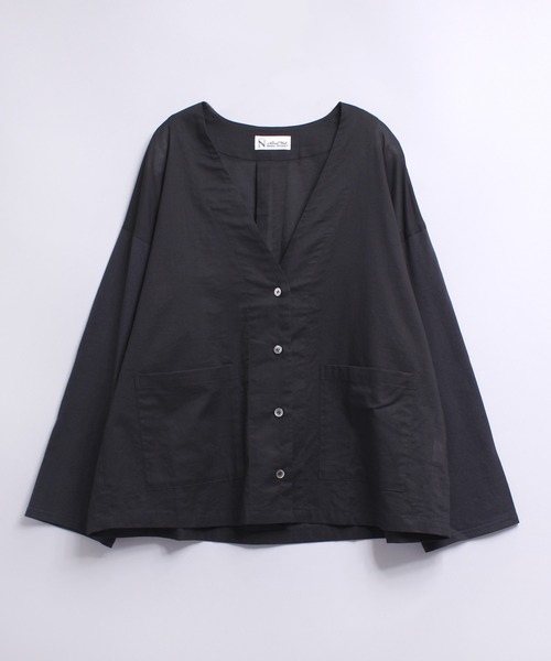 RNA-N（アールエヌエーエヌ）の「M2043 カットソースリーブシャツカーデ（カーディガン/ボレロ・レディース・ライトグレー/ブラック/ブルー・MEDIUM）」の2枚目の写真