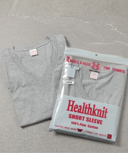 Healthknit(ヘルスニット)の「【Healthknit】2-2202 2枚セット パック入り ベーシックVネックコットンTシャツ 半袖 5.2oz(Tシャツ/カットソー・メンズ・ホワイト/ブラック/ネイビー/チャコールグレー・M/S/L)」の4枚目の写真