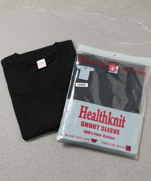 Healthknit(ヘルスニット)の「【Healthknit】2-2202 2枚セット パック入り ベーシックVネックコットンTシャツ 半袖 5.2oz(Tシャツ/カットソー・メンズ・ホワイト/ブラック/ネイビー/チャコールグレー・M/S/L)」の3枚目の写真
