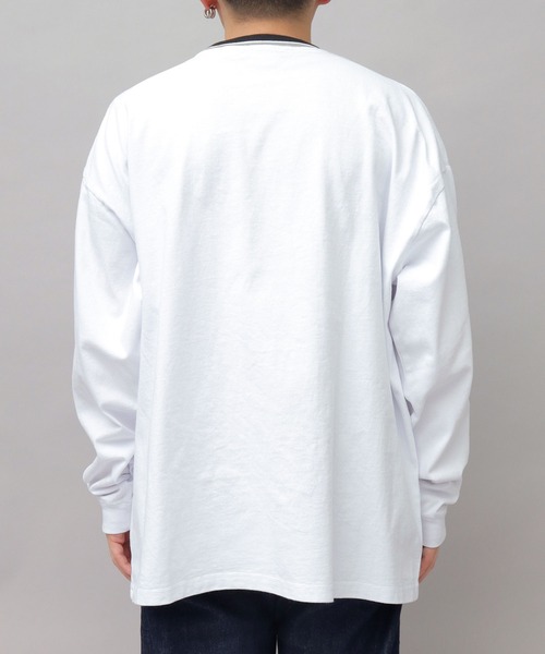 Goodwear（グッドウェア）の「USAコットン 衿ラインリブ ポケット付き スーパービッグシルエット 袖リブ ロングスリーブTシャツ / ロンT / 2W7-13207（Tシャツ/カットソー・メンズ・ブラック/ダークグリーン/ブルー/ブラック系その他/ホワイト/ミント・M/L）」の8枚目の写真