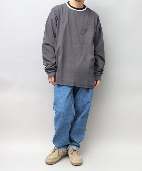 Goodwear（グッドウェア）の「USAコットン 衿ラインリブ ポケット付き スーパービッグシルエット 袖リブ ロングスリーブTシャツ / ロンT / 2W7-13207（Tシャツ/カットソー・メンズ・ブラック/ダークグリーン/ブルー/ブラック系その他/ホワイト/ミント・M/L）」の20枚目の写真