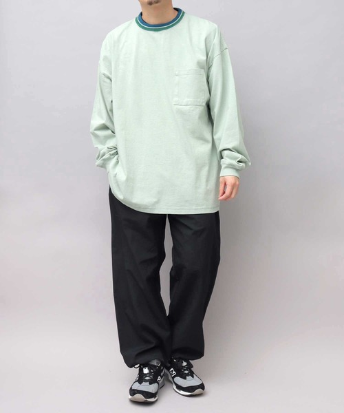 Goodwear（グッドウェア）の「USAコットン 衿ラインリブ ポケット付き スーパービッグシルエット 袖リブ ロングスリーブTシャツ / ロンT / 2W7-13207（Tシャツ/カットソー・メンズ・ブラック/ダークグリーン/ブルー/ブラック系その他/ホワイト/ミント・M/L）」の21枚目の写真