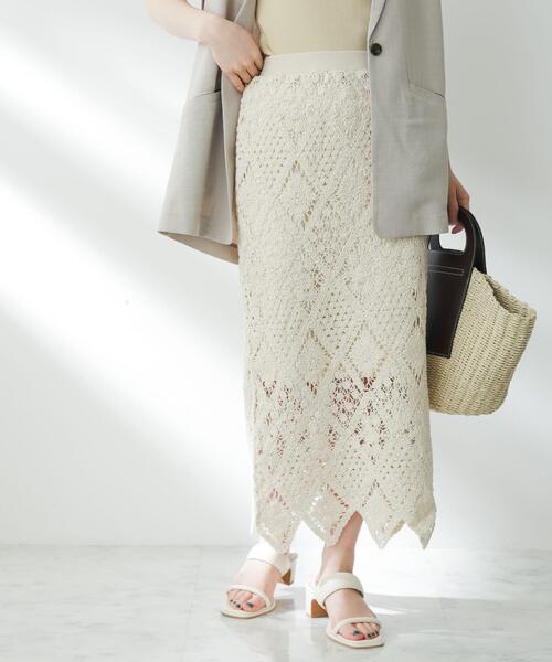 SENSE OF PLACE by URBAN RESEARCH（センスオブプレイスバイアーバンリサーチ）の「クロシェナロースカート（スカート・レディース・チャコールグレー/アイボリー/バーガンディー・SMALL/MEDIUM）」の5枚目の写真