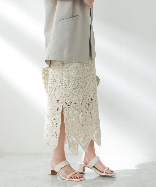 SENSE OF PLACE by URBAN RESEARCH（センスオブプレイスバイアーバンリサーチ）の「クロシェナロースカート（スカート・レディース・チャコールグレー/アイボリー/バーガンディー・SMALL/MEDIUM）」の6枚目の写真