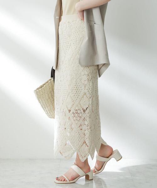 SENSE OF PLACE by URBAN RESEARCH（センスオブプレイスバイアーバンリサーチ）の「クロシェナロースカート（スカート・レディース・チャコールグレー/アイボリー/バーガンディー・SMALL/MEDIUM）」の7枚目の写真