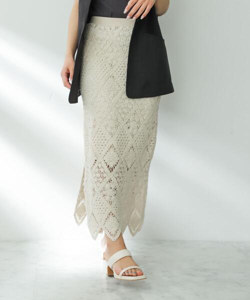 SENSE OF PLACE by URBAN RESEARCH（センスオブプレイスバイアーバンリサーチ）の「クロシェナロースカート（スカート・レディース・チャコールグレー/アイボリー/バーガンディー・SMALL/MEDIUM）」の13枚目の写真