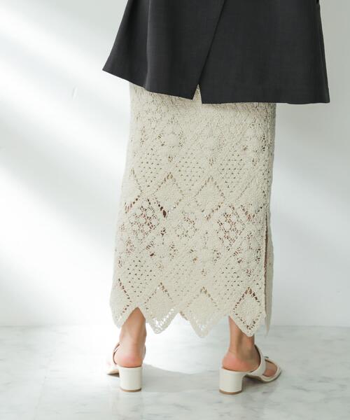 SENSE OF PLACE by URBAN RESEARCH（センスオブプレイスバイアーバンリサーチ）の「クロシェナロースカート（スカート・レディース・チャコールグレー/アイボリー/バーガンディー・SMALL/MEDIUM）」の15枚目の写真