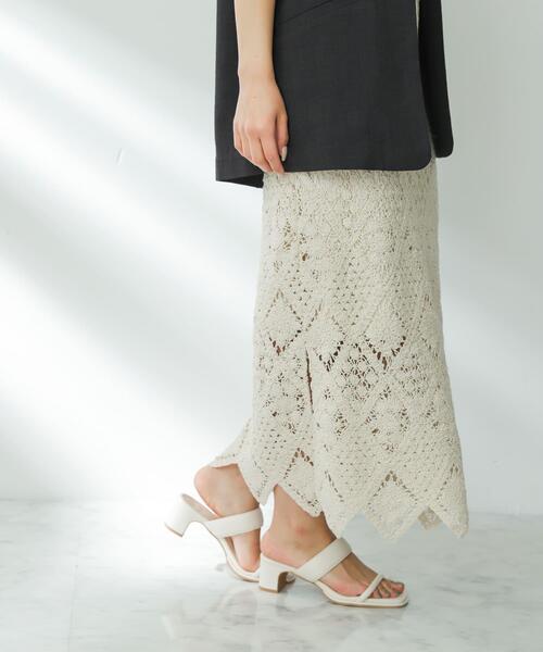 SENSE OF PLACE by URBAN RESEARCH（センスオブプレイスバイアーバンリサーチ）の「クロシェナロースカート（スカート・レディース・チャコールグレー/アイボリー/バーガンディー・SMALL/MEDIUM）」の16枚目の写真