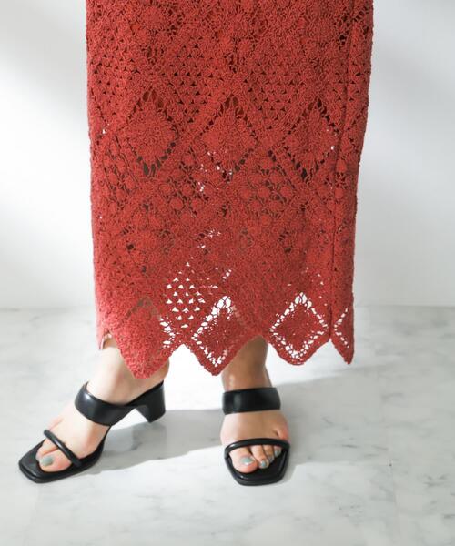 SENSE OF PLACE by URBAN RESEARCH（センスオブプレイスバイアーバンリサーチ）の「クロシェナロースカート（スカート・レディース・チャコールグレー/アイボリー/バーガンディー・SMALL/MEDIUM）」の20枚目の写真