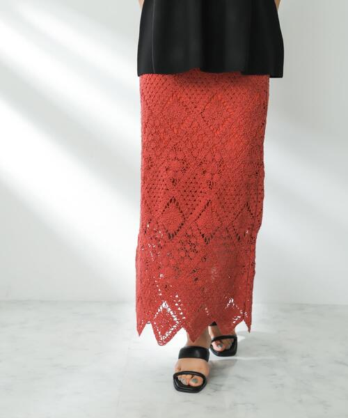 SENSE OF PLACE by URBAN RESEARCH（センスオブプレイスバイアーバンリサーチ）の「クロシェナロースカート（スカート・レディース・チャコールグレー/アイボリー/バーガンディー・SMALL/MEDIUM）」の21枚目の写真