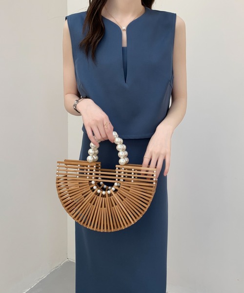 ABITOKYO(アビトーキョー)の「キーネックベスト&キャミソールワンピース2点セットアップ(ワンピース・レディース・ベージュ/ブルー/ブラック/グレー/グリーン/ライトブルー/ダークベージュ・M/L)」の19枚目の写真