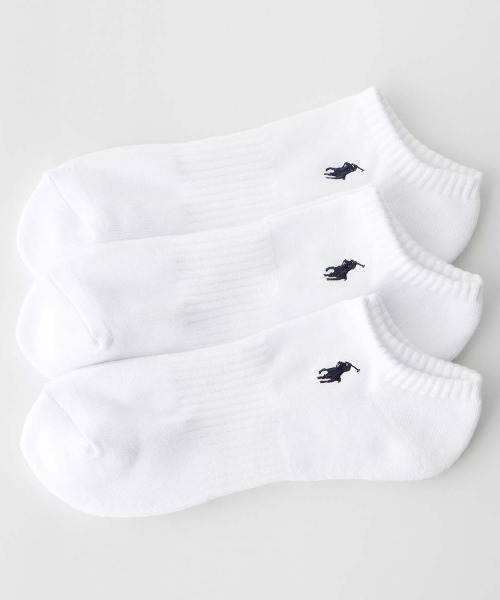 POLO RALPH LAUREN(ポロ ラルフ ローレン)の「【3足セット】POLO RALPH LAUREN メンズ 足底パイル アーチサポート ワンポイント スニーカーソックス 92009912(ソックス/靴下・メンズ・ブラック/マルチ/ホワイト・25-27CM)」の2枚目の写真