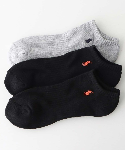 POLO RALPH LAUREN(ポロ ラルフ ローレン)の「【3足セット】POLO RALPH LAUREN メンズ 足底パイル アーチサポート ワンポイント スニーカーソックス 92009912(ソックス/靴下・メンズ・ブラック/マルチ/ホワイト・25-27CM)」の3枚目の写真