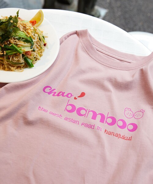 FREAK'S STORE(フリークスストア)の「【限定展開】chao! bamboo/チャオバンブー 別注ロゴTシャツ(Tシャツ/カットソー・レディース・ブラック/グリーン/オフホワイト/ライトピンク・LARGE/SMALL/MEDIUM)」の4枚目の写真