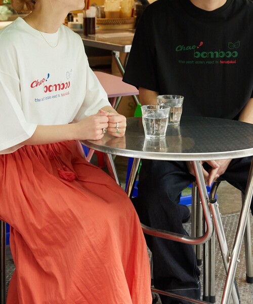 FREAK'S STORE(フリークスストア)の「【限定展開】chao! bamboo/チャオバンブー 別注ロゴTシャツ(Tシャツ/カットソー・レディース・ブラック/グリーン/オフホワイト/ライトピンク・LARGE/SMALL/MEDIUM)」の7枚目の写真
