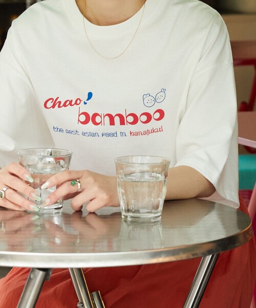 FREAK'S STORE(フリークスストア)の「【限定展開】chao! bamboo/チャオバンブー 別注ロゴTシャツ(Tシャツ/カットソー・レディース・ブラック/グリーン/オフホワイト/ライトピンク・LARGE/SMALL/MEDIUM)」の11枚目の写真