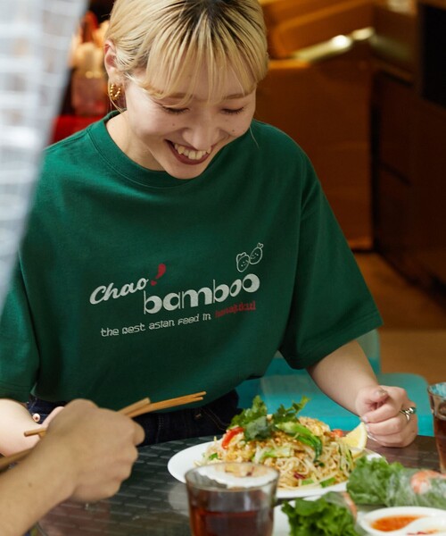 FREAK'S STORE(フリークスストア)の「【限定展開】chao! bamboo/チャオバンブー 別注ロゴTシャツ(Tシャツ/カットソー・レディース・ブラック/グリーン/オフホワイト/ライトピンク・LARGE/SMALL/MEDIUM)」の14枚目の写真