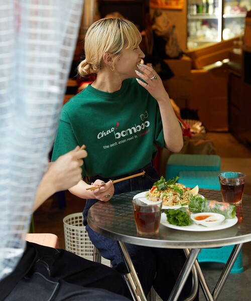 FREAK'S STORE(フリークスストア)の「【限定展開】chao! bamboo/チャオバンブー 別注ロゴTシャツ(Tシャツ/カットソー・レディース・ブラック/グリーン/オフホワイト/ライトピンク・LARGE/SMALL/MEDIUM)」の15枚目の写真