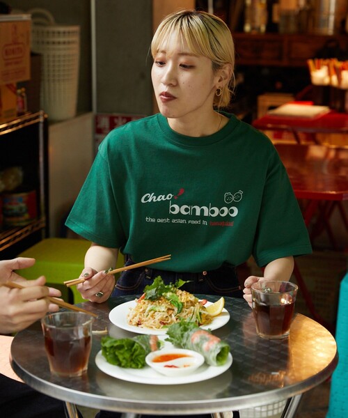 FREAK'S STORE(フリークスストア)の「【限定展開】chao! bamboo/チャオバンブー 別注ロゴTシャツ(Tシャツ/カットソー・レディース・ブラック/グリーン/オフホワイト/ライトピンク・LARGE/SMALL/MEDIUM)」の18枚目の写真