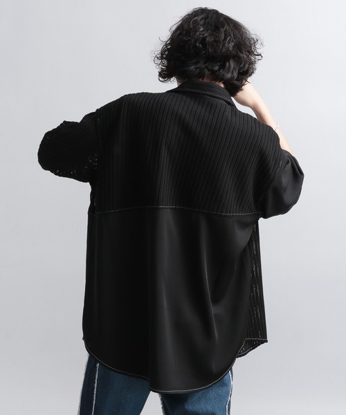 HARE（ハレ）の「レースキリカエステッチシャツ(HARE)（シャツ/ブラウス・メンズ・ブラック/オフホワイト/グリーン/グレー・FREE）」の8枚目の写真
