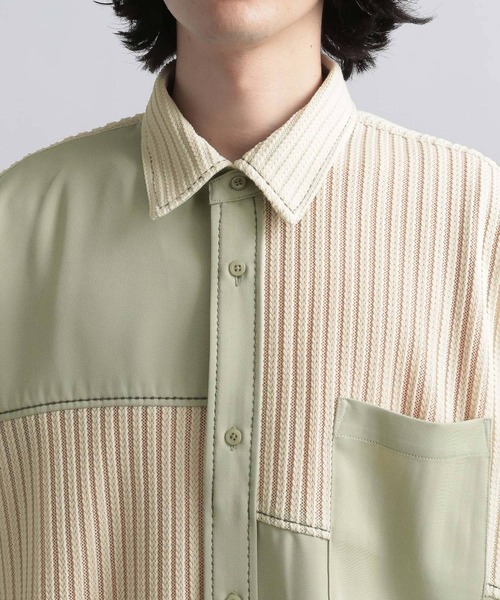 HARE（ハレ）の「レースキリカエステッチシャツ(HARE)（シャツ/ブラウス・メンズ・ブラック/オフホワイト/グリーン/グレー・FREE）」の12枚目の写真