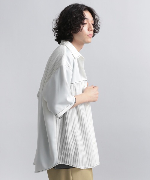 HARE（ハレ）の「レースキリカエステッチシャツ(HARE)（シャツ/ブラウス・メンズ・ブラック/オフホワイト/グリーン/グレー・FREE）」の22枚目の写真