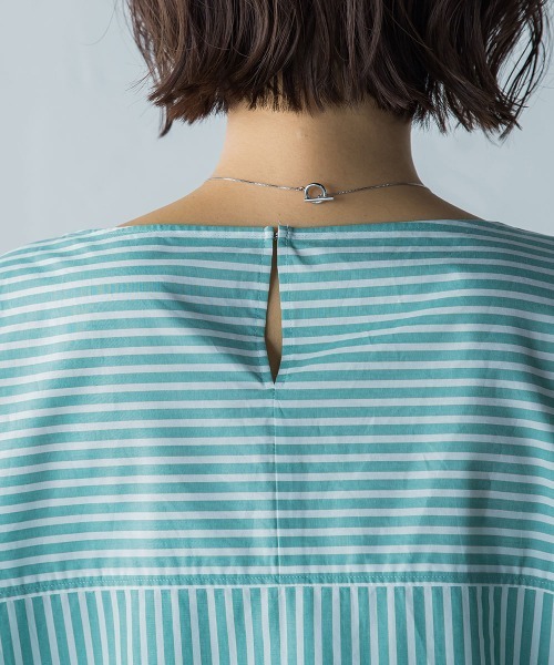 【WEB限定】オーガニックコットンストライプブラウス≪洗濯機で洗える≫